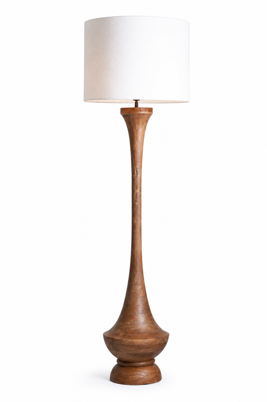 Premium Handcrafted Wooden Floor Lamp with Fabric Shade