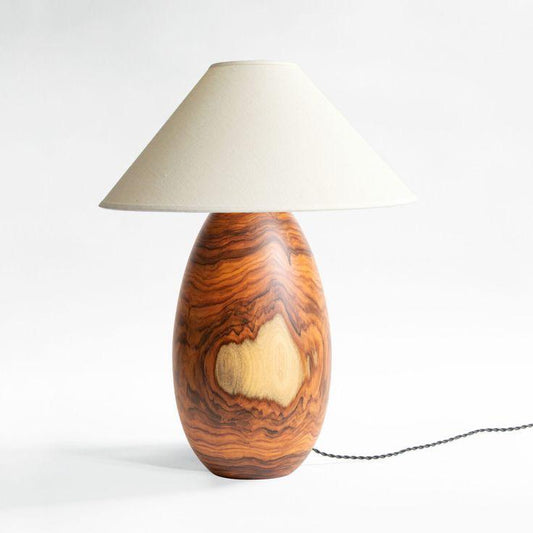 Premium Handmade Wooden Table Lamp with Fabric Shade