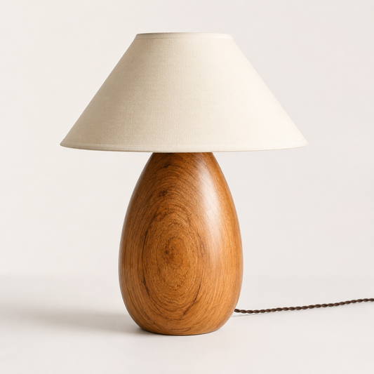 Handcrafted Solid Wood Table Lamp | Modern Bedside & Living Room Decorative Lamp