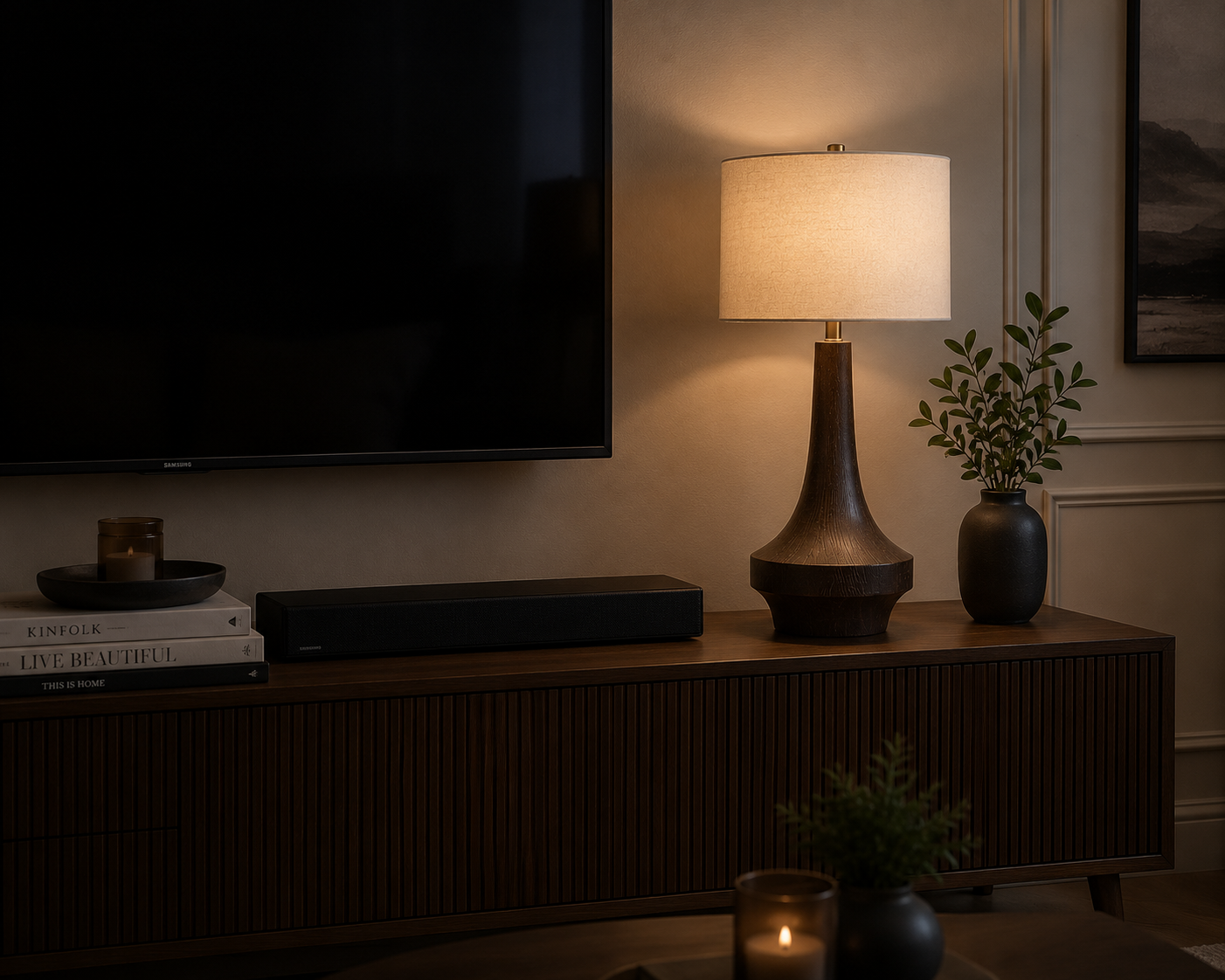 Luxury Solid Wood Table Lamp with Linen Fabric Shade