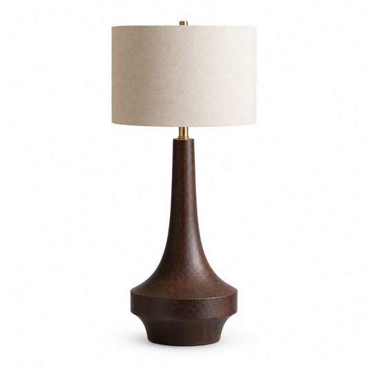 Luxury Solid Wood Table Lamp with Linen Fabric Shade