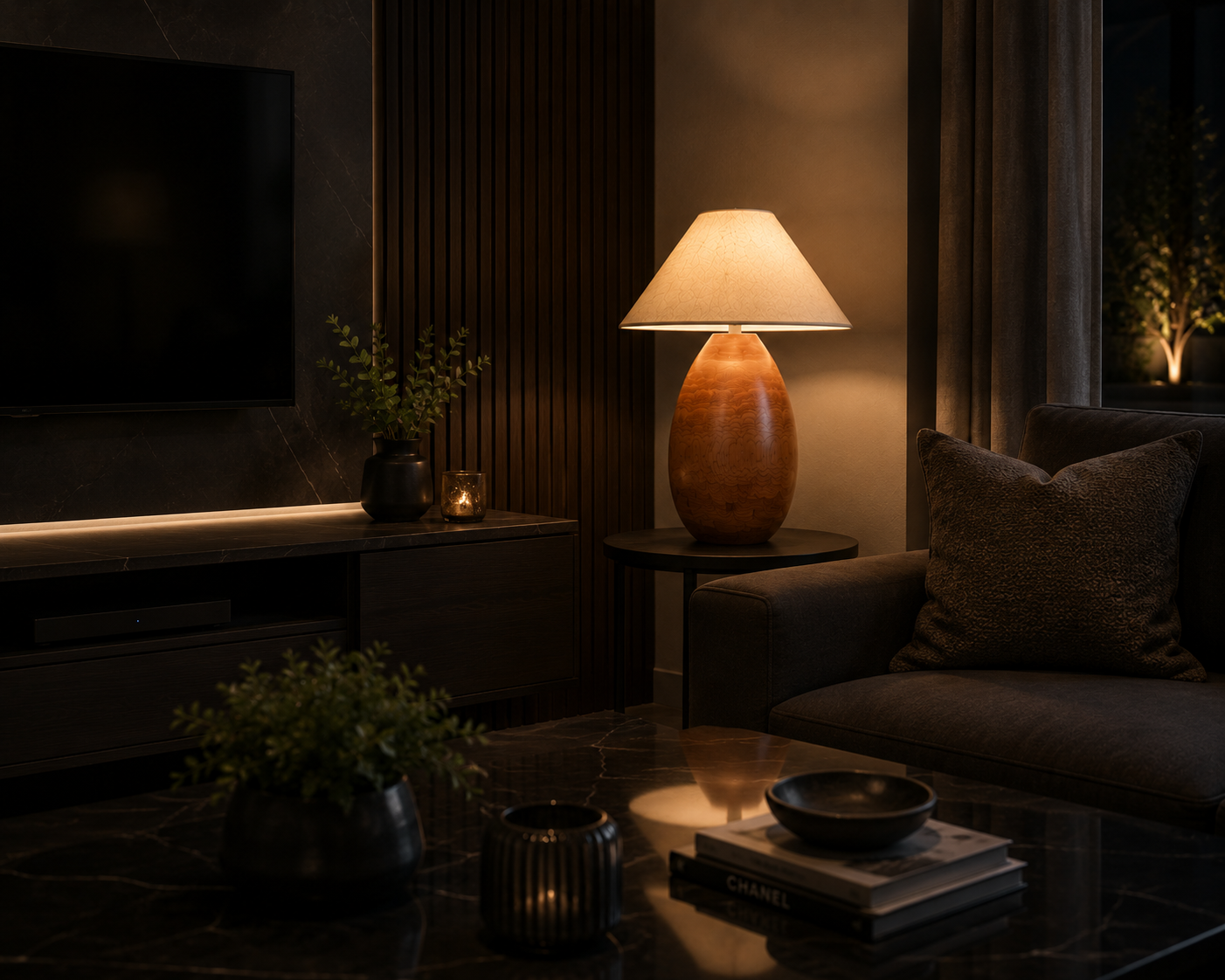 Handcrafted Solid Wood Table Lamp | Modern Bedside & Living Room Decorative Lamp